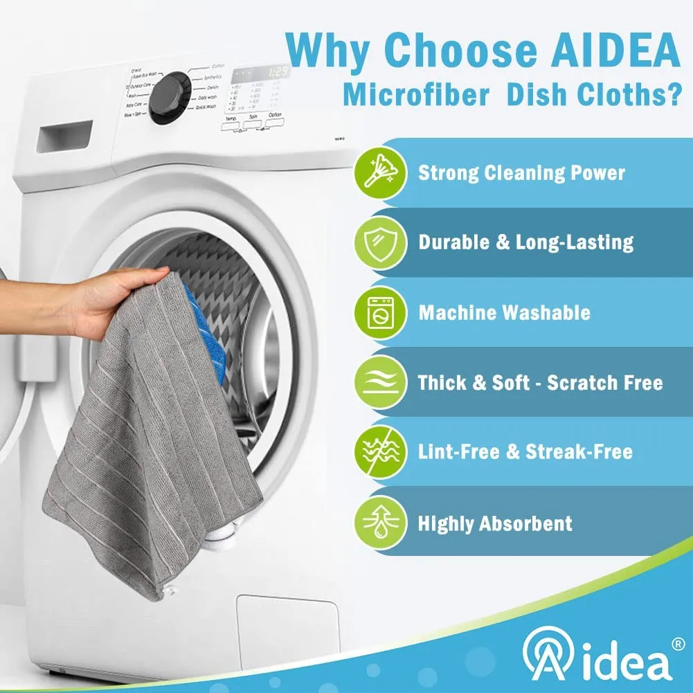 AIDEA Microfiber Dish Cleaning Cloths Softer Highly Absorbent, Lint Free Streak Free for House, Kitchen, Car, Window Gifts