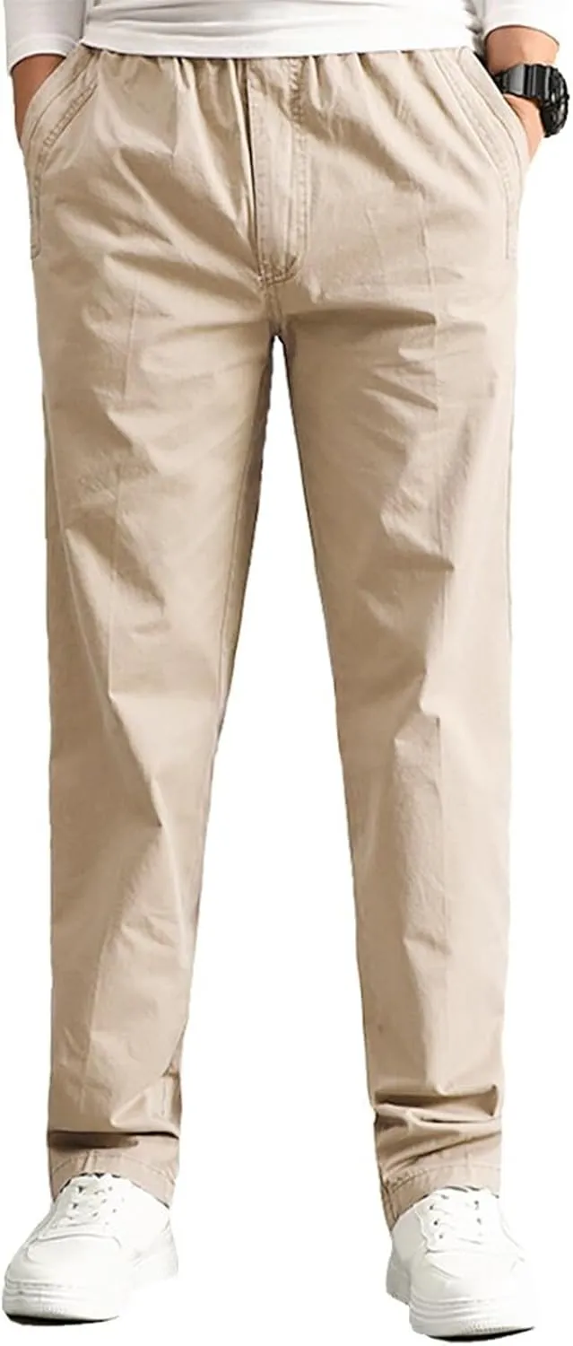 AIFARLD Mens Cargo Pants Elastic Waist Pants Sport Jogger Long Trousers for Hiking Fishing Running Workout