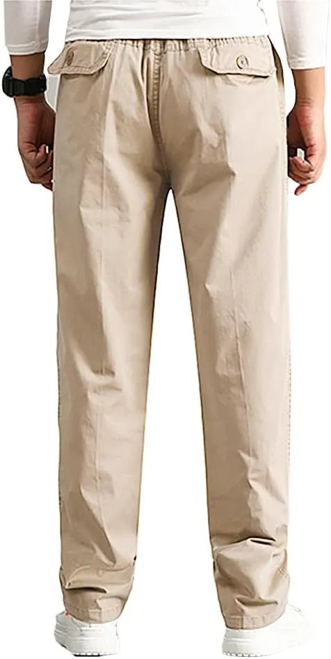 AIFARLD Mens Cargo Pants Elastic Waist Pants Sport Jogger Long Trousers for Hiking Fishing Running Workout