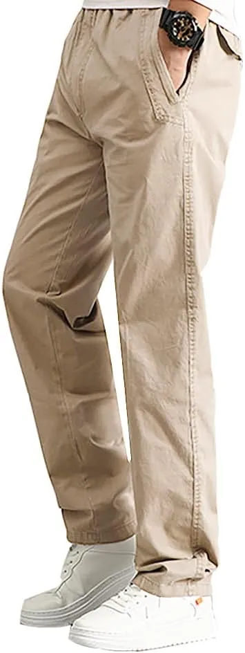 AIFARLD Mens Cargo Pants Elastic Waist Pants Sport Jogger Long Trousers for Hiking Fishing Running Workout