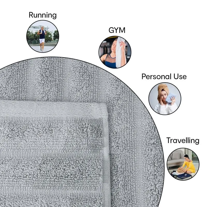 Anko Australia 100% Cotton 700 GSM Ribbed Hand Towel | Set of 6 | Super-Soft, Absorbent, Quick-Drying | Grey Towel for Men, Women & Kids | 60x40 cm |Travel, Gym, Spa Towel