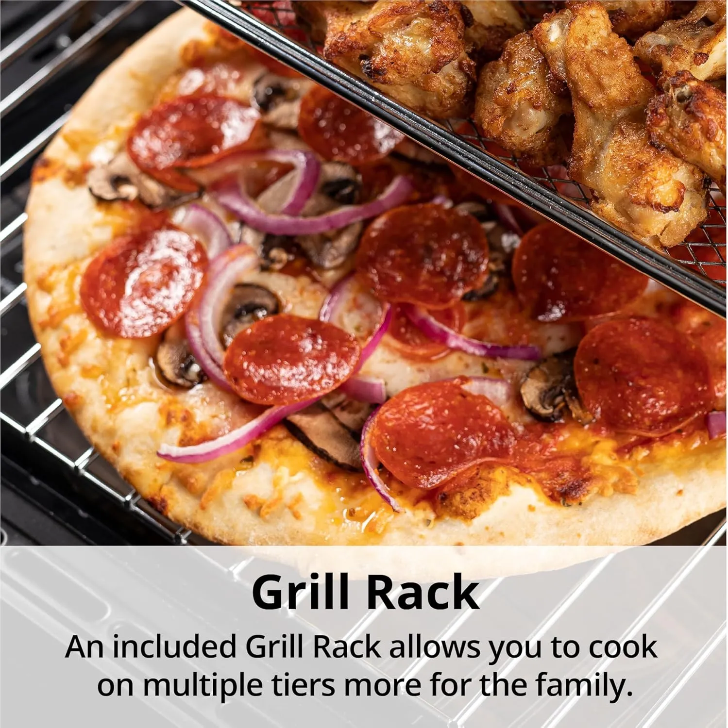 Aria Retro 17Qt Air Fryer Oven: 4-in-1 Functionality, Bake, Fry, Roast & Grill Complete with Air Fryer Basket & Mesh Trays, Compact