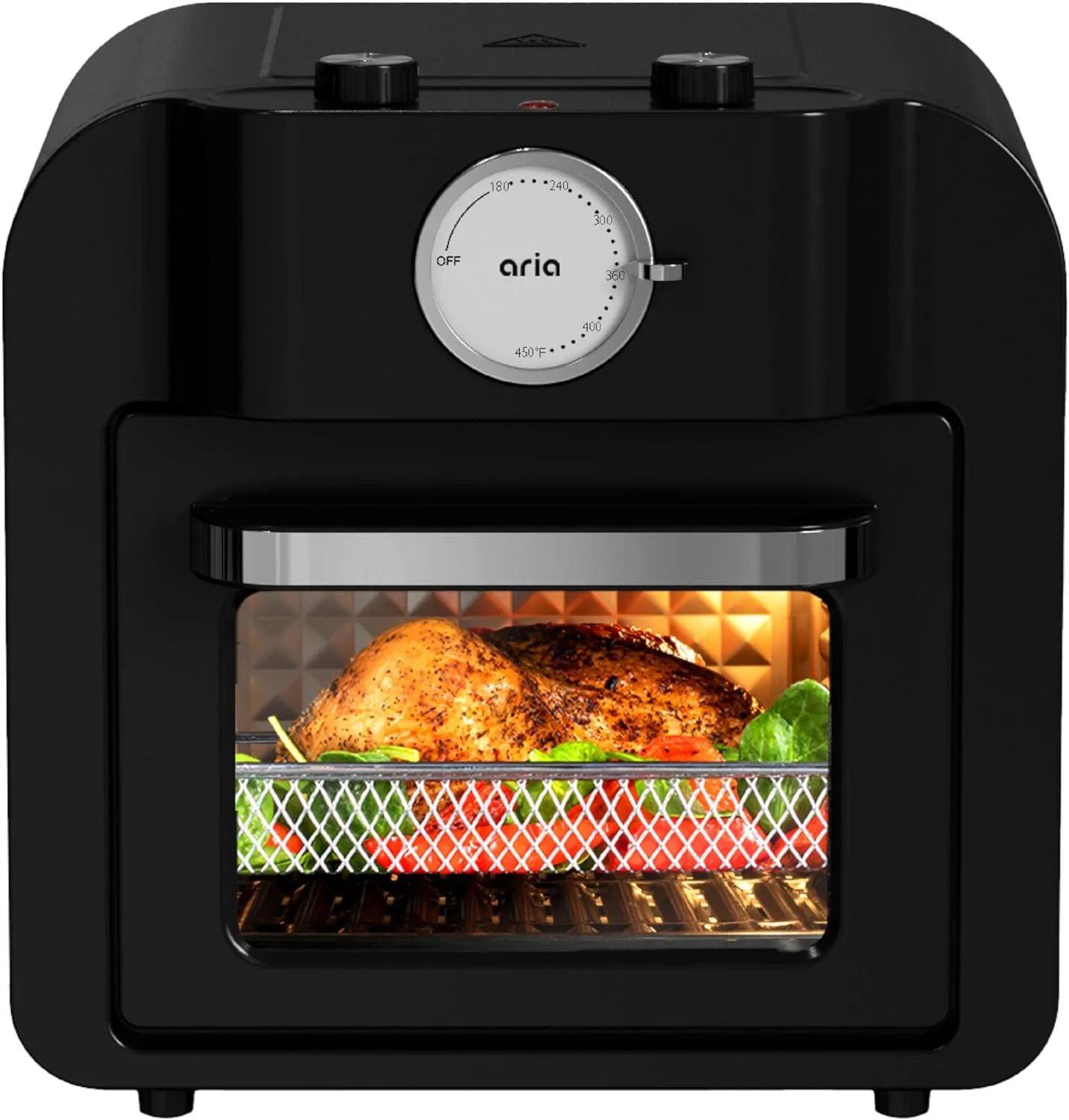 Aria Retro 17Qt Air Fryer Oven: 4-in-1 Functionality, Bake, Fry, Roast & Grill Complete with Air Fryer Basket & Mesh Trays, Compact