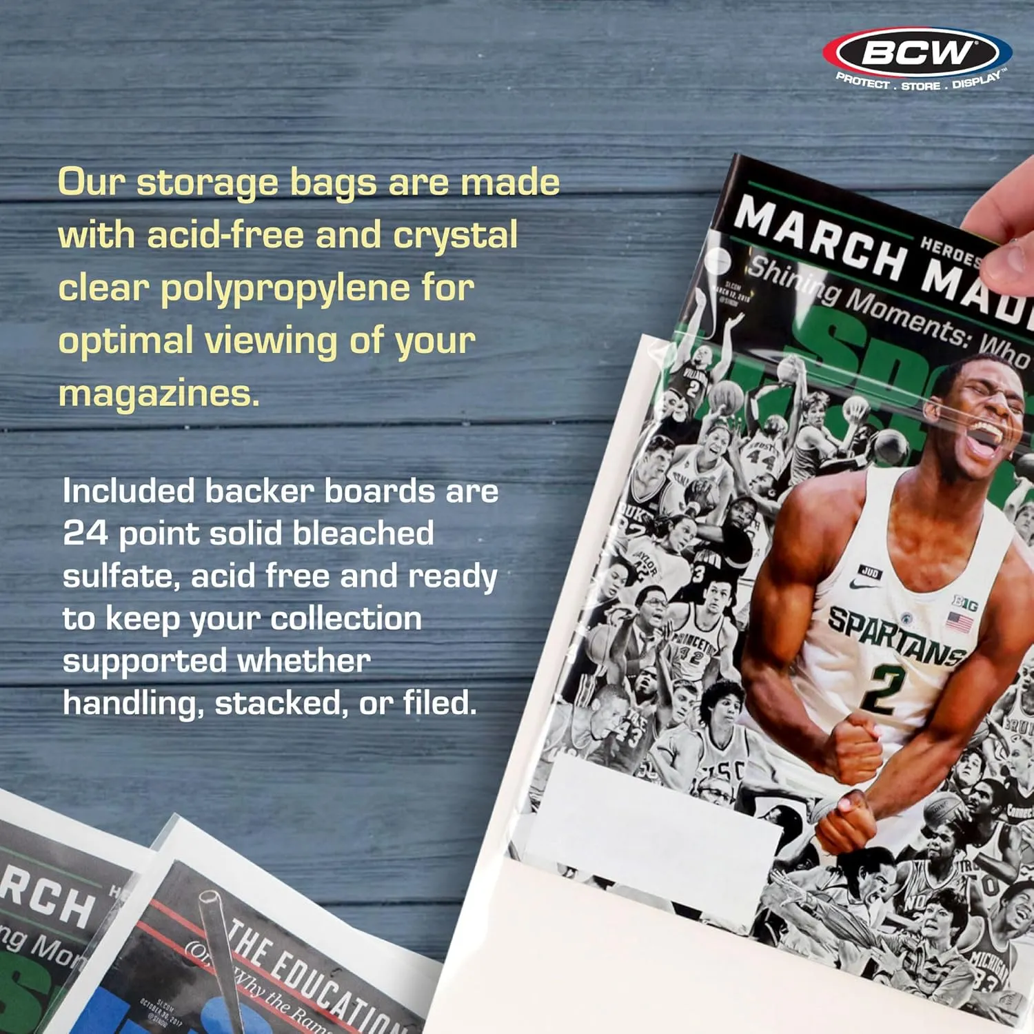 BCW Magazine Premade Non-Resealable Bags and Boards | Standard Size 8 " x 11" | Pre-Loaded Boards in Magazine Sleeve Protectors | Ideal for Packaging and Protecting Magazines (25, Non-Resealable)