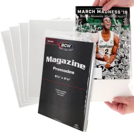 BCW Magazine Premade Non-Resealable Bags and Boards | Standard Size 8 " x 11" | Pre-Loaded Boards in Magazine Sleeve Protectors | Ideal for Packaging and Protecting Magazines (25, Non-Resealable)