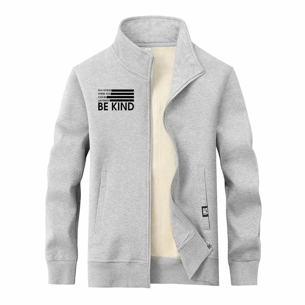 Be Kind American Flag Fleece Stand Collar Zip Cardigan