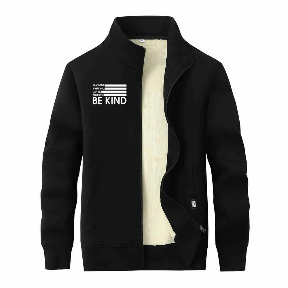 Be Kind American Flag Fleece Stand Collar Zip Cardigan