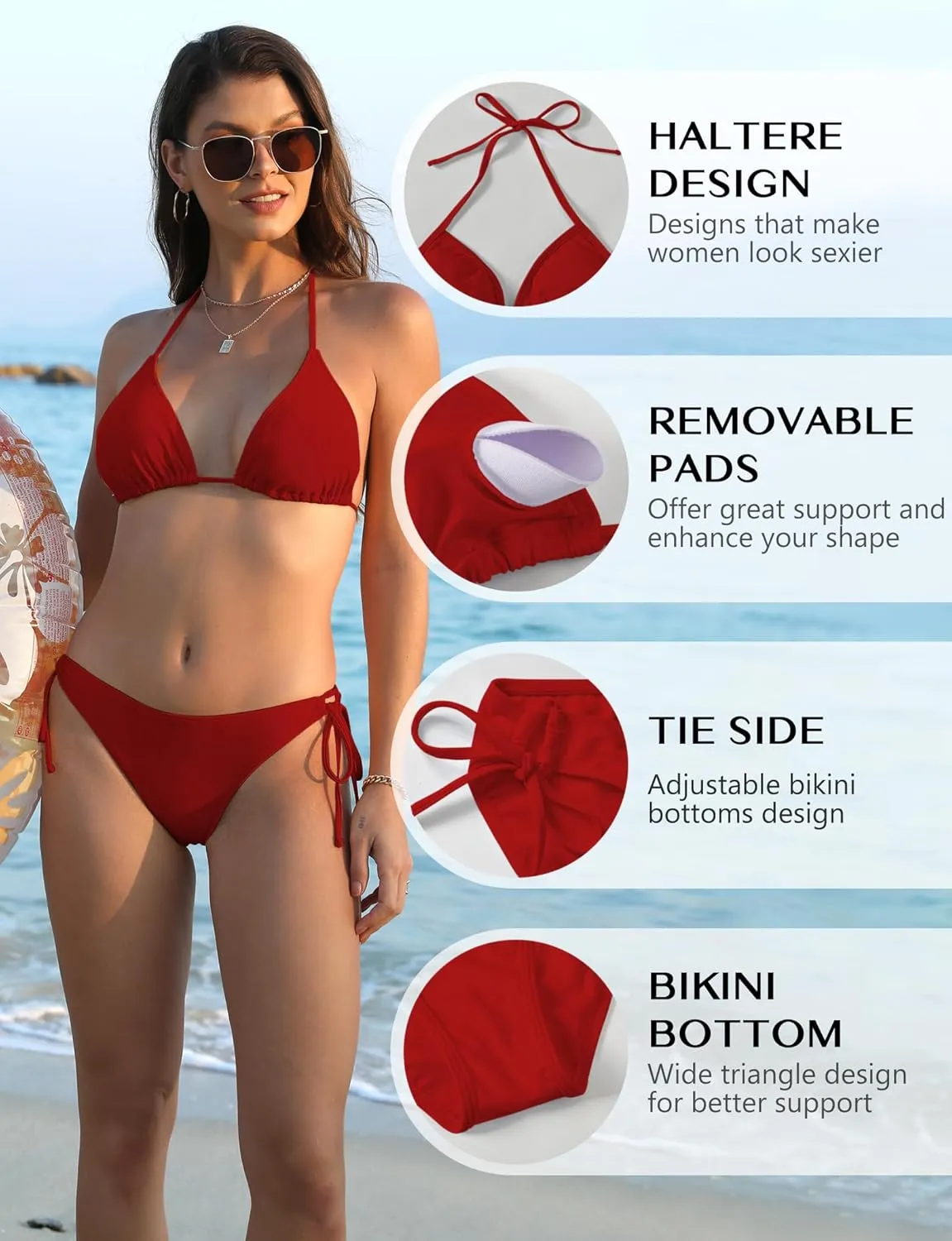 Bikini Sets for Women Sexy Two Piece Bathing Suit Halter Triangle Bikinis String Tie Sid Swimsuits for Women 2025