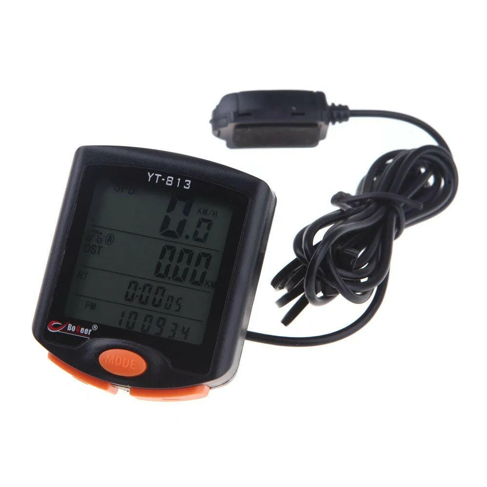 BoGeer YT-813 Imported Sensors LCD Backlit Bicycle Speedometer Odometer Computer Rainproof