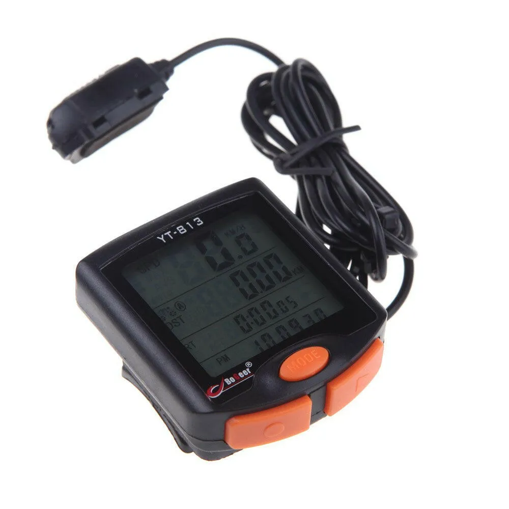 BoGeer YT-813 Imported Sensors LCD Backlit Bicycle Speedometer Odometer Computer Rainproof