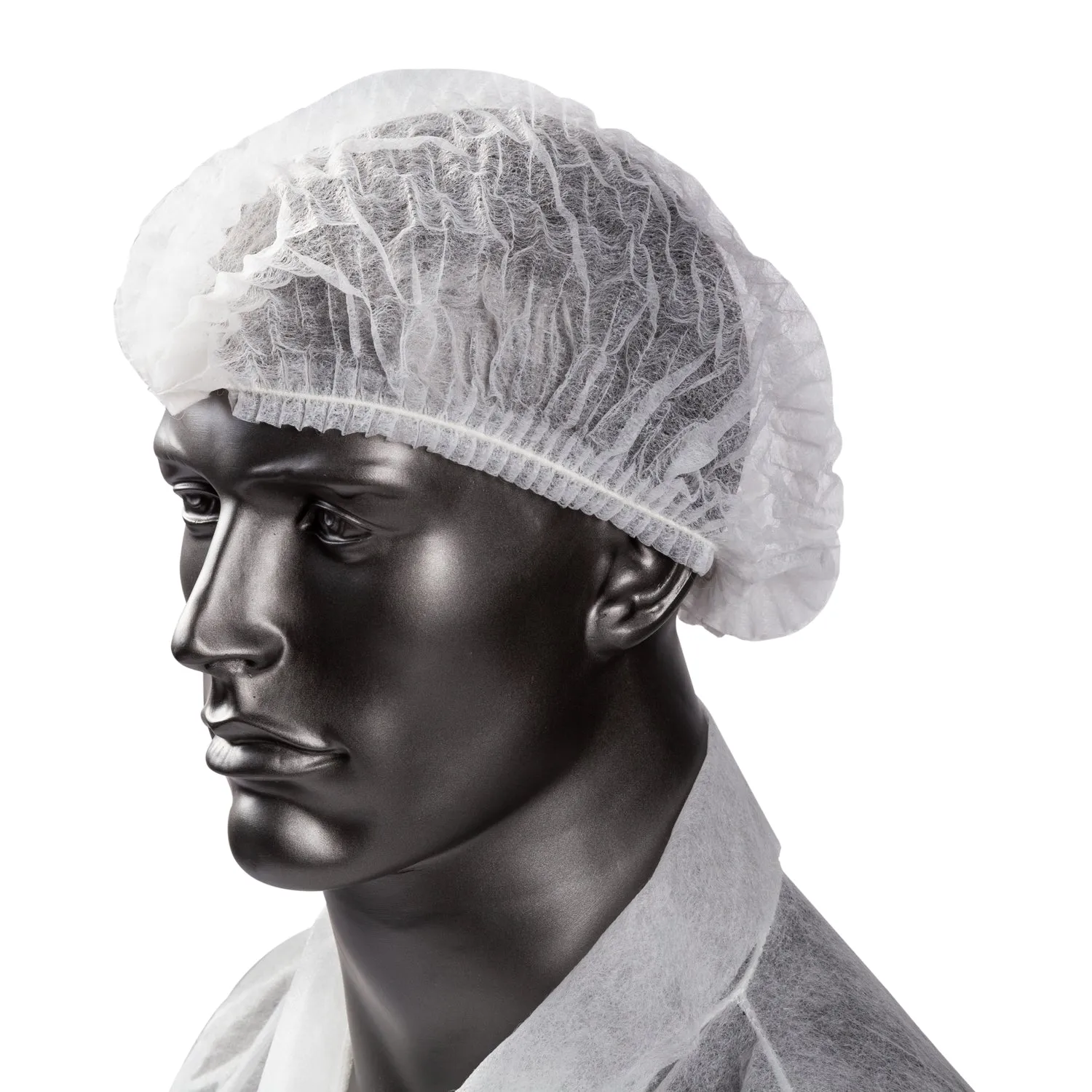 Bouffant Cap 24" White Pleated, Case 100x10