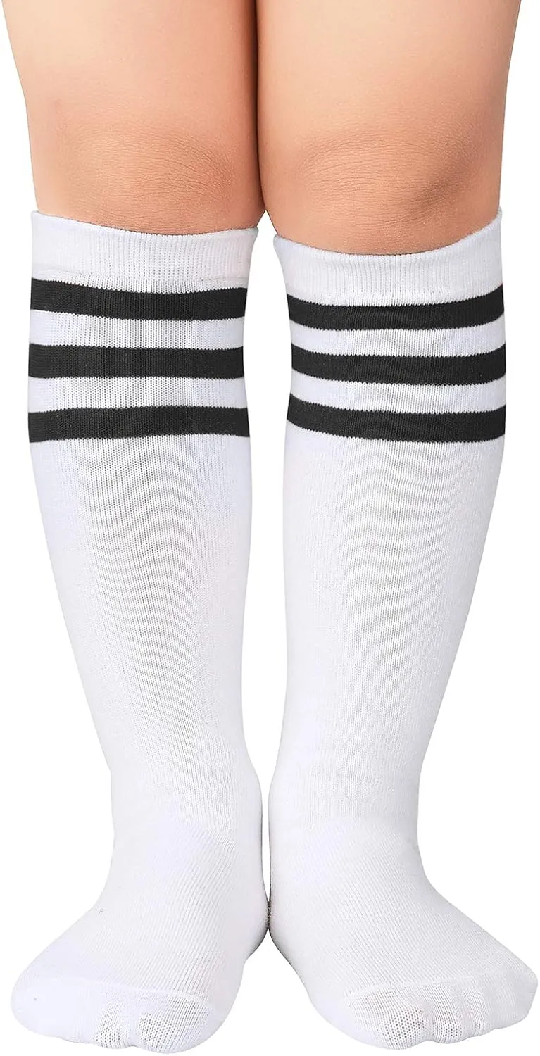 Century Star Kids Toddler Youth Cotton Soccer Socks Knee High Soft Tube Socks Long Sport Stockings for Boys Girls