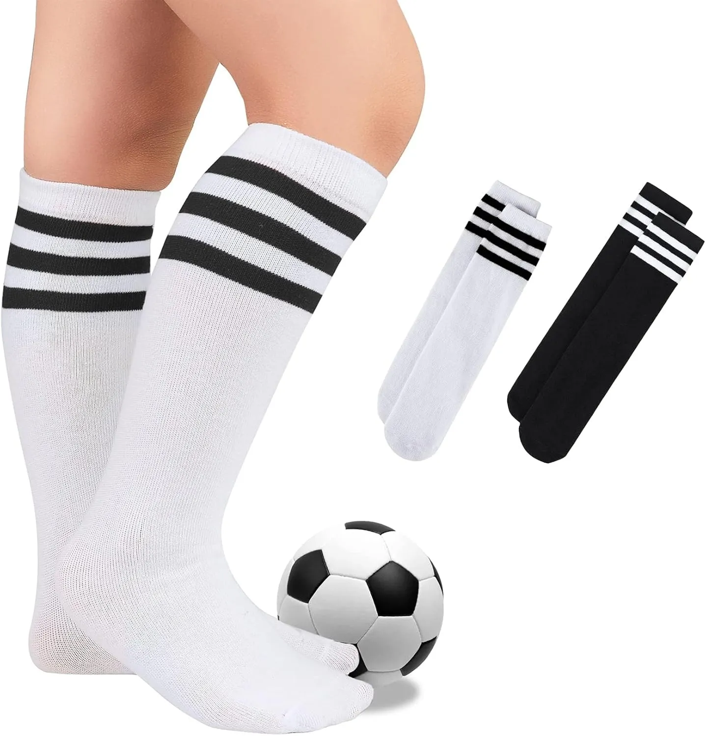 Century Star Kids Toddler Youth Cotton Soccer Socks Knee High Soft Tube Socks Long Sport Stockings for Boys Girls