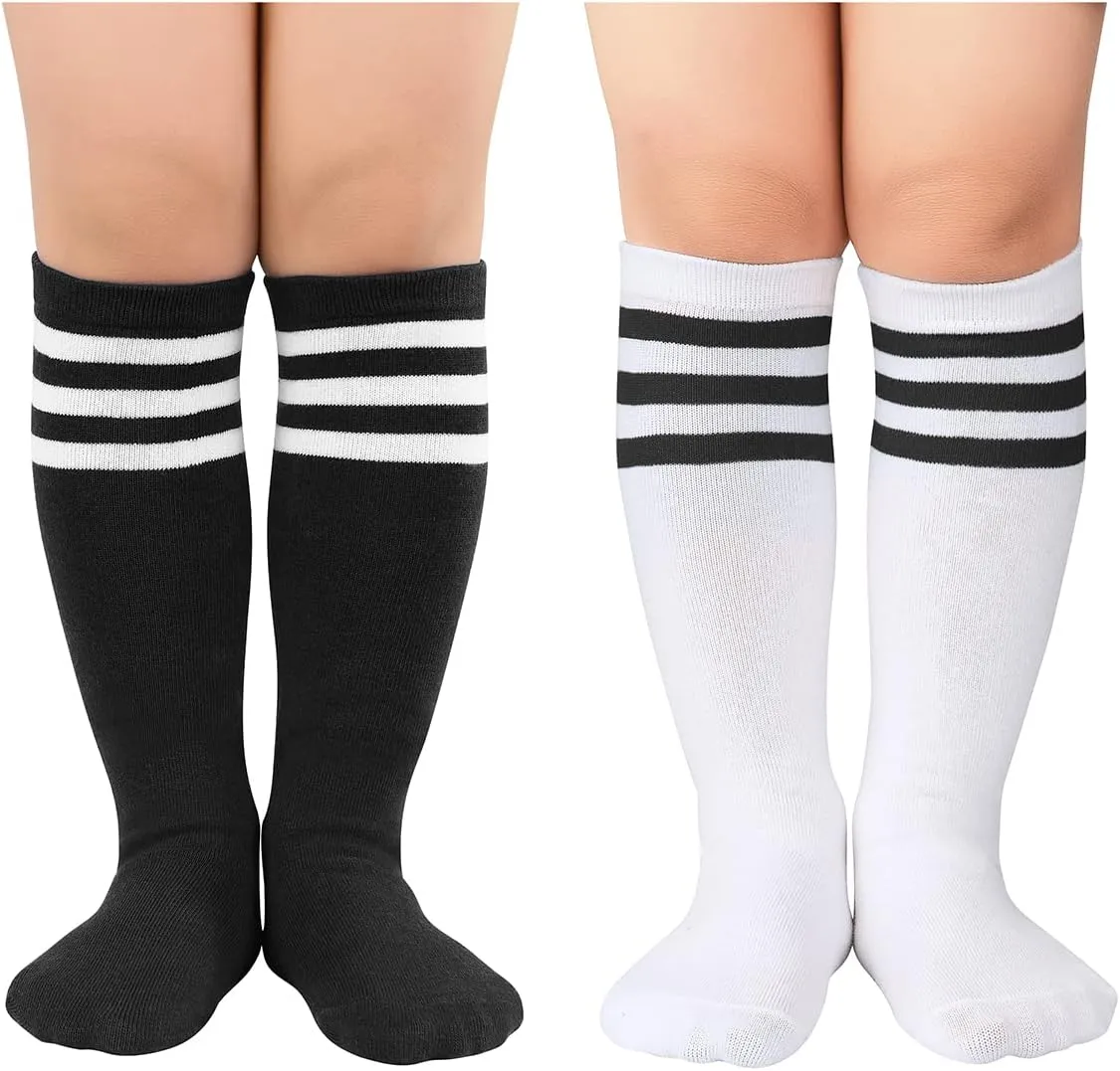 Century Star Kids Toddler Youth Cotton Soccer Socks Knee High Soft Tube Socks Long Sport Stockings for Boys Girls