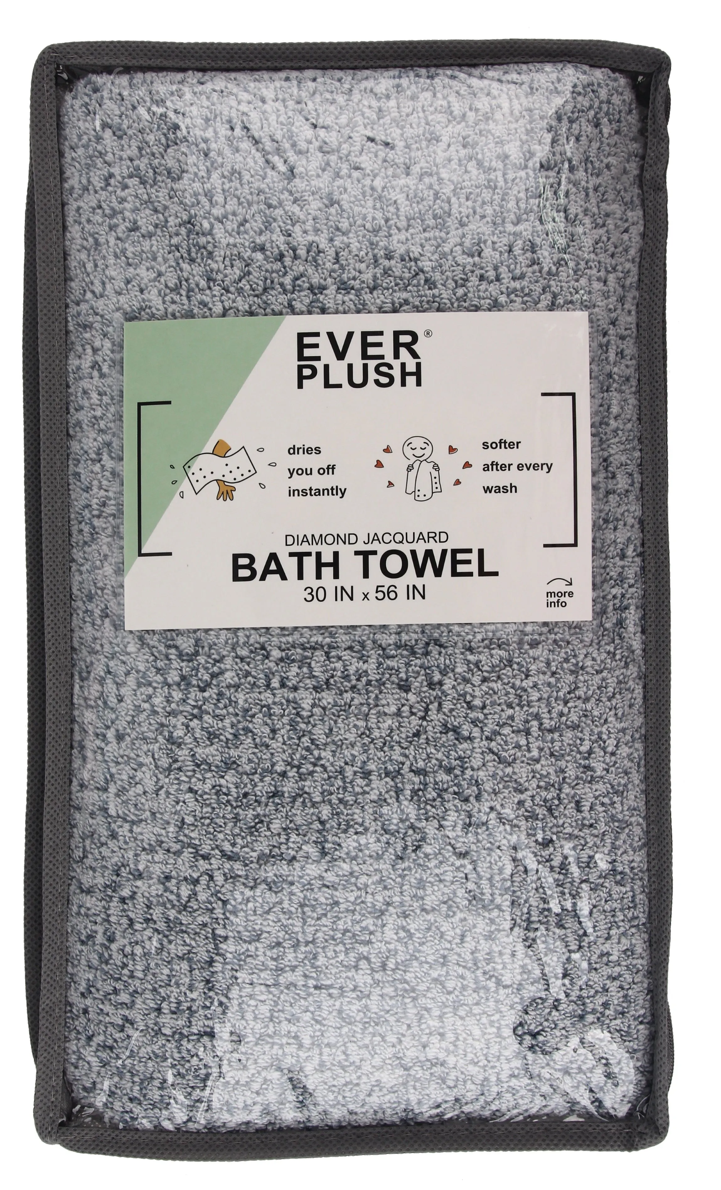 Diamond Jacquard Towels, Bath Towel - 1 Piece, Dusk (Grey Blue)