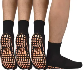 ELUTONG Men Non Slip Sticky Grips Socks 3 Pairs Tile Wood Floors Anti-Skid Workout Yoga Pilates Hospital Slipper Socks