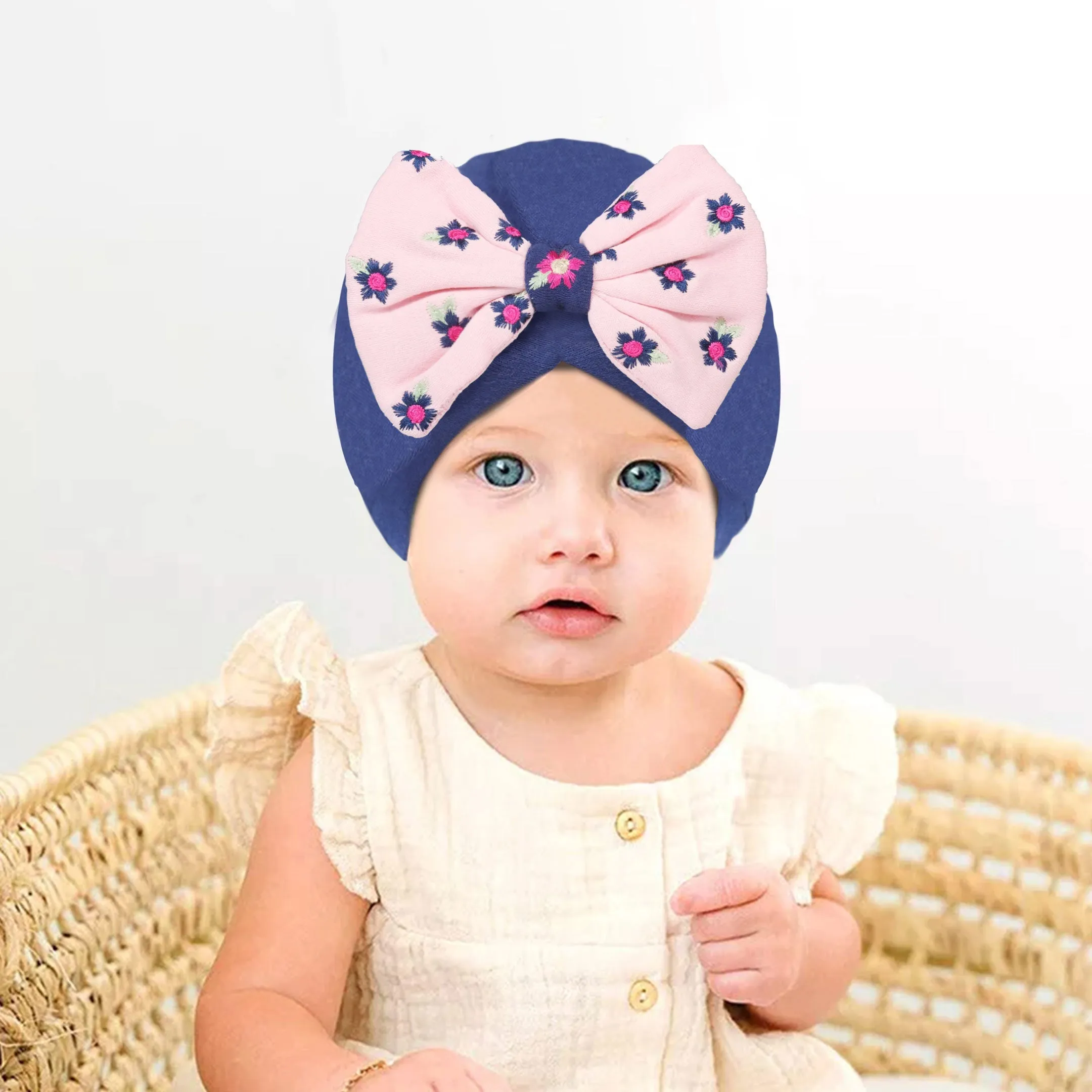 Embroidered Cuddle Baby Turban Caps Bundle