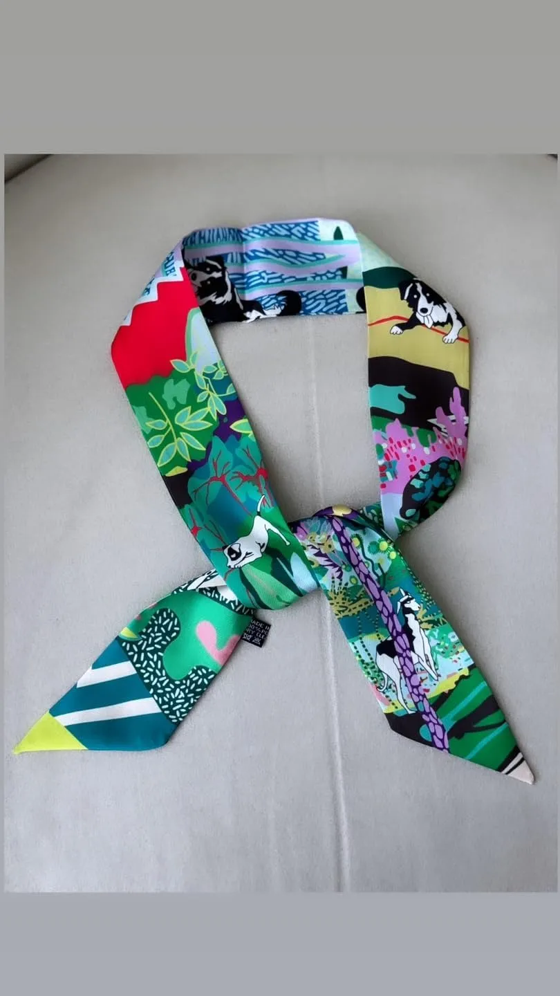 Fashion Handbag Handle Ribbon Scarves Neck Scarves Skinny Ribbon Twill Bandana Scarf Bag scarf for women Olivia NY