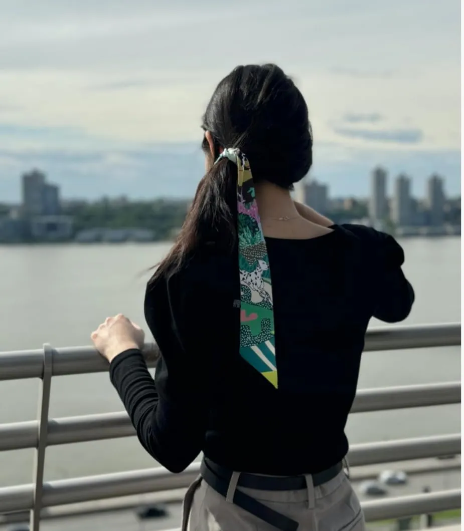 Fashion Handbag Handle Ribbon Scarves Neck Scarves Skinny Ribbon Twill Bandana Scarf Bag scarf for women Olivia NY