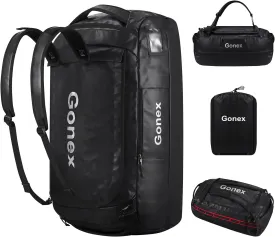 Gonex 80L Duffel Bag Backpack, Convertible to Gym Backpack and Handbag for Men Women, Water-Repellent for Hiking Camping Travelling Cycling, Black