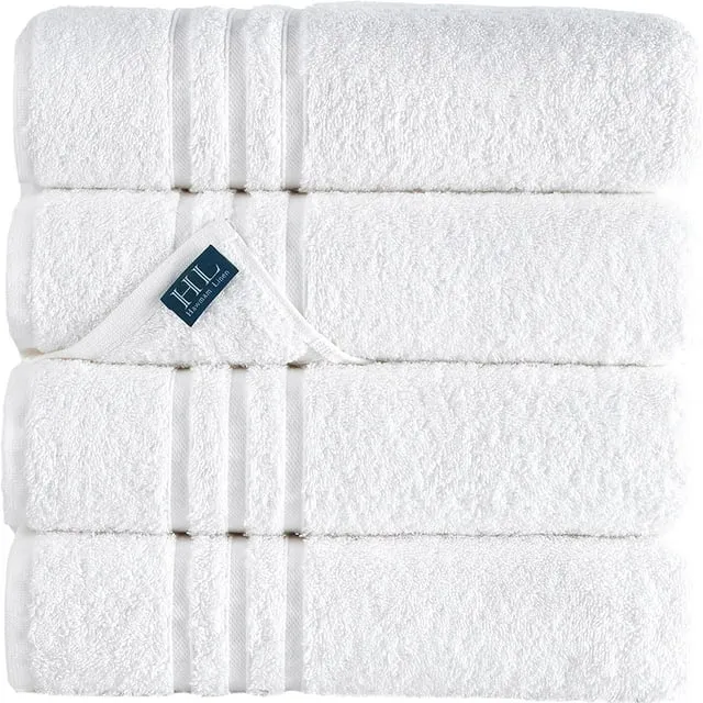Hammam Linen 4 Piece Bath Towels Set - White - Perfect for Daily Use