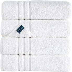 Hammam Linen 4 Piece Bath Towels Set - White - Perfect for Daily Use