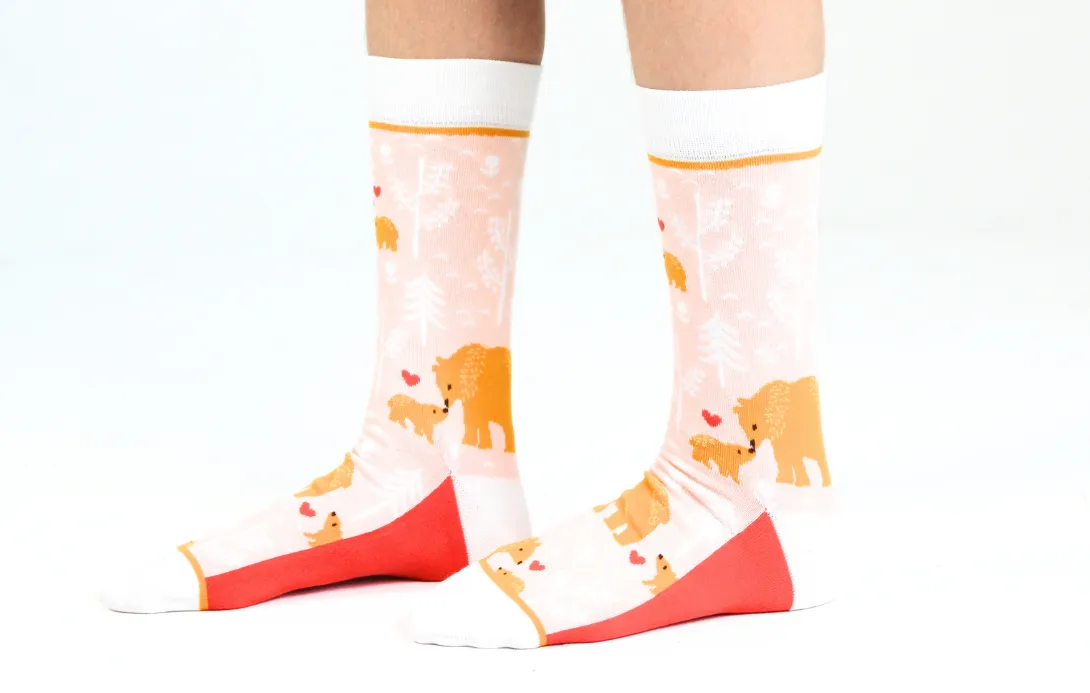 Kids' Cotton Crew Socks, Bear Cub