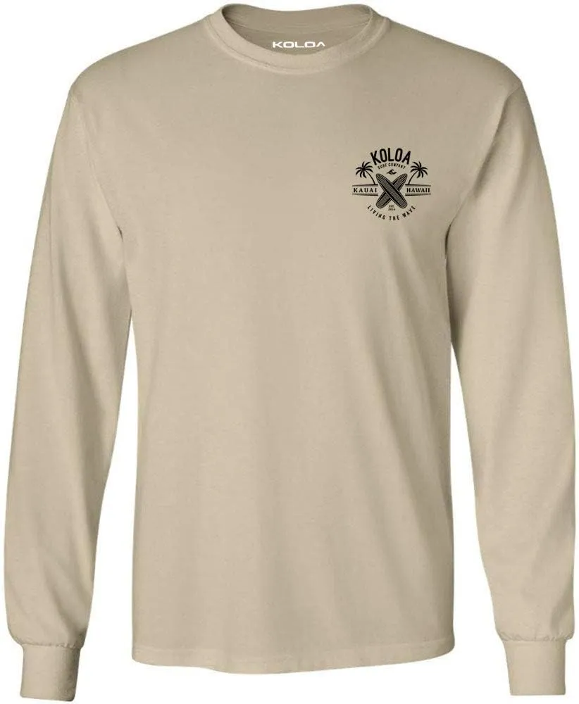 Koloa Surf Mens Kauai Surfboards Logo Long Sleeve Heavy Cotton Tee in Reg, Big and Tall