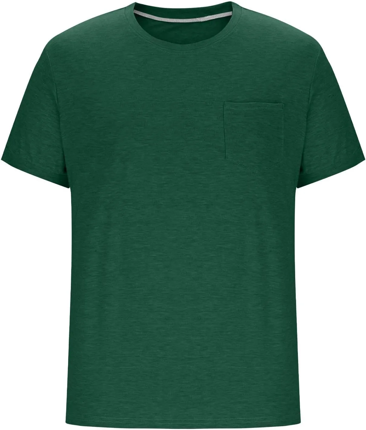 Men Short Sleeve T Shirts with Chest Pocket, Solid Color Crewneck Tee Soft Comfy Summer Tops Workout Athletic Tshirt