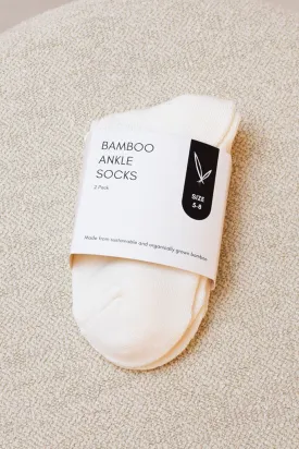 Men's Bamboo Ankle Socks 2 Pack - White