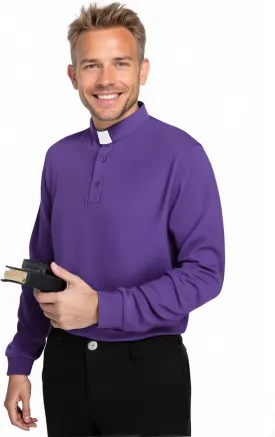 Men's Clergy Tab Collar Polo Shirt Long Sleeve Pastor Minister Preacher Shirt Priest Tops