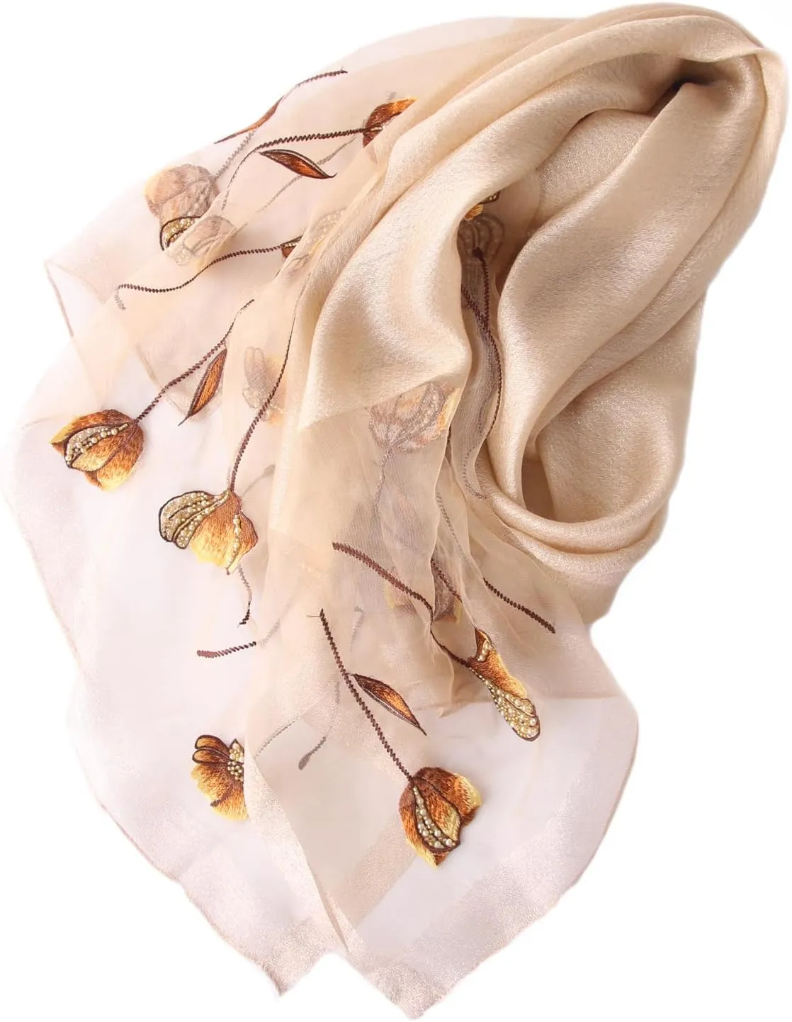 Purple Silk Scarf and Shawl - Elegant Embroidered Silk Scarf