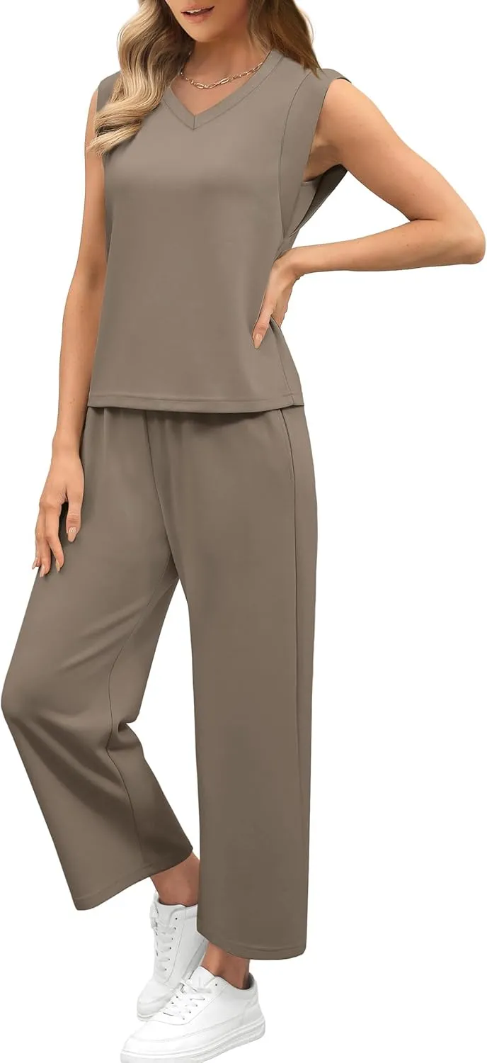 SAMPEEL Two Piece Sets for Women Summer Vacation Travel Outfits Business Casual Outfits Matching Sets Women Clothing