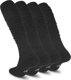 Scrunch Football Socks 2 Pack, Extra Long Padded Athletic Socks for Men & Women