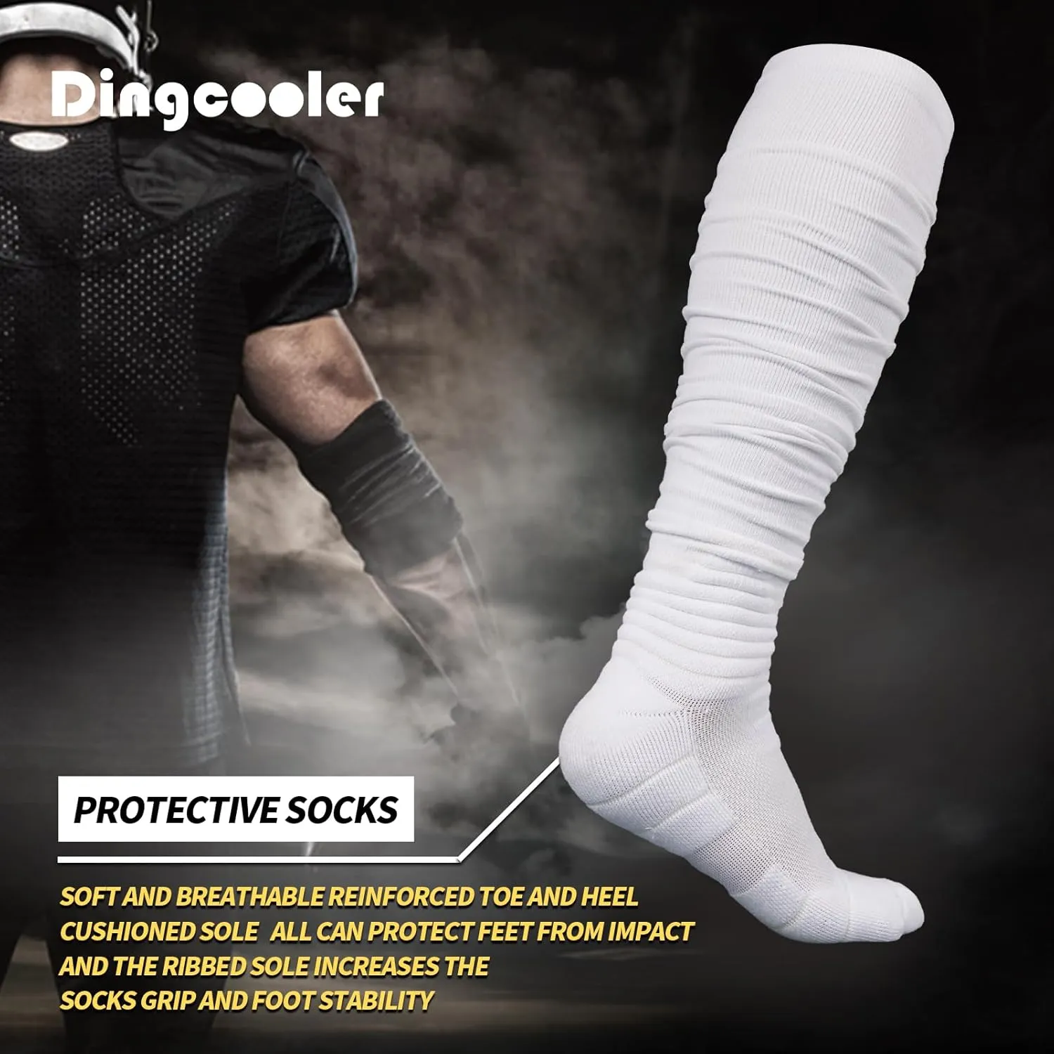 Scrunch Football Socks 2 Pack, Extra Long Padded Athletic Socks for Men & Women