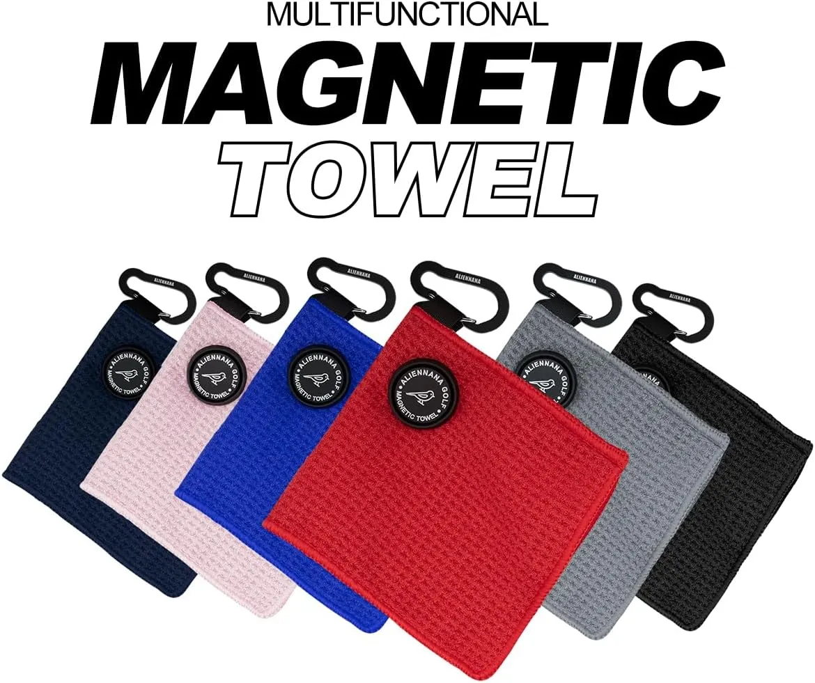 Small Magnetic Golf Towel, Microfiber Waffle Design with Clip - Industrial Strength Magnet for Golf Bags, Carts Clubs