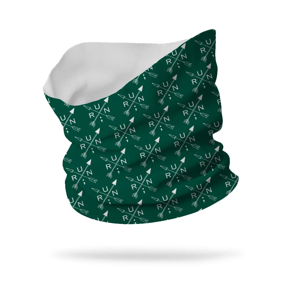 Still I Run Foundation Cross Arrows Wicking Neck Gaiter 12" Length (white logo)