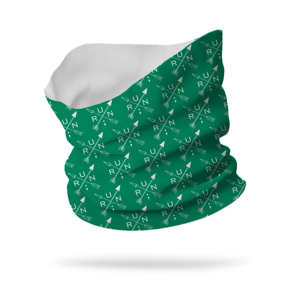 Still I Run Foundation Cross Arrows Wicking Neck Gaiter 12" Length (white logo)