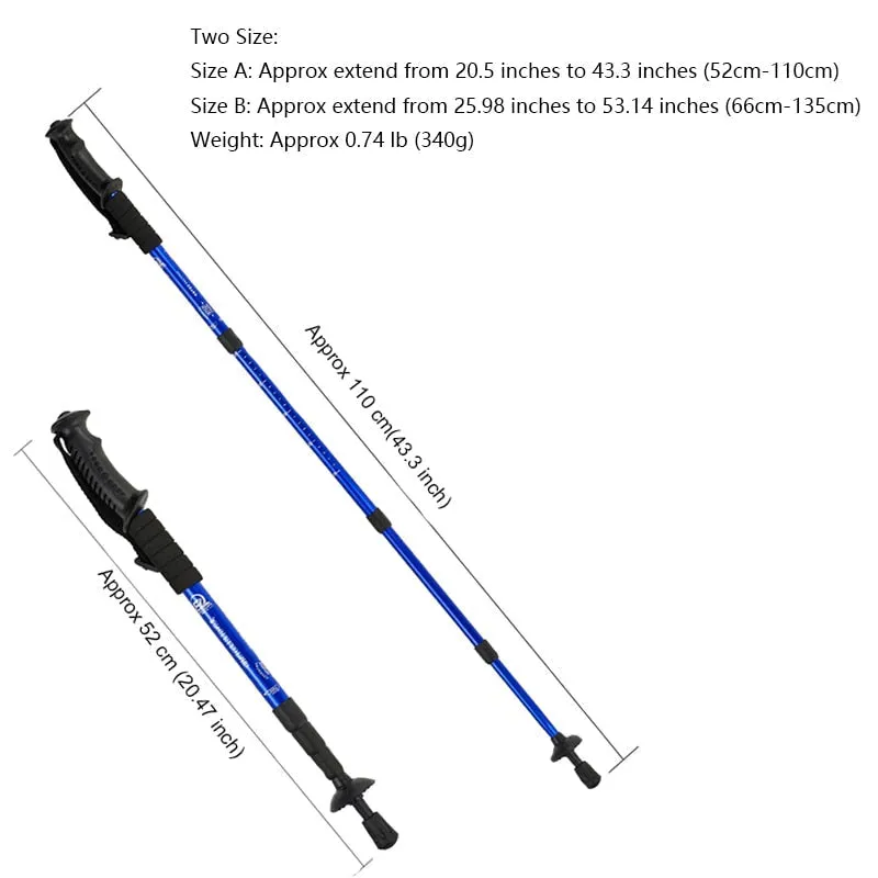 Telescopic Trekking Poles - Walking Sticks for Hiking, Camping, Climbing, Nordic Walking, and Accessories