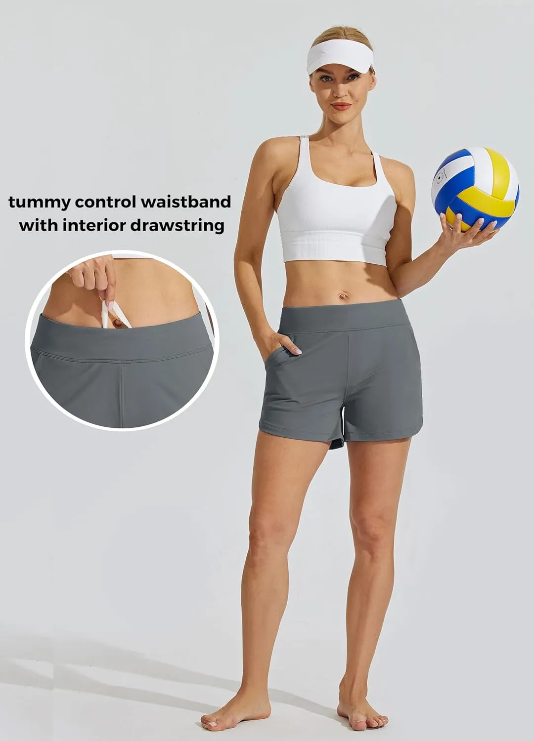 Willit Women's Swim Board Shorts Swimming Bottoms Tummy Control Beach Shorts with Liner