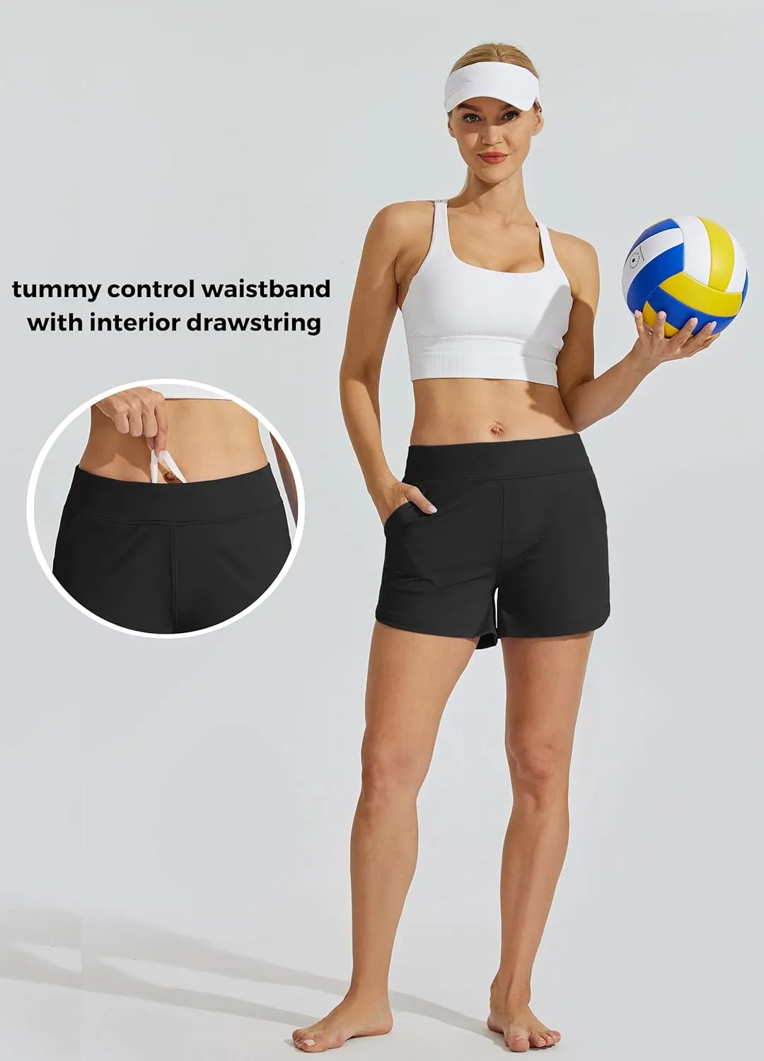 Willit Women's Swim Board Shorts Swimming Bottoms Tummy Control Beach Shorts with Liner