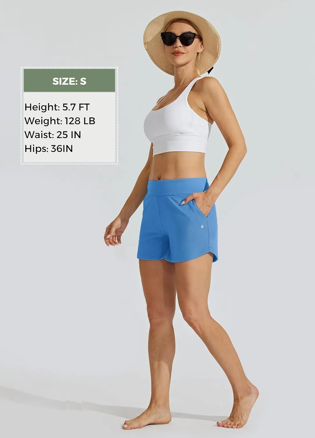 Willit Women's Swim Board Shorts Swimming Bottoms Tummy Control Beach Shorts with Liner