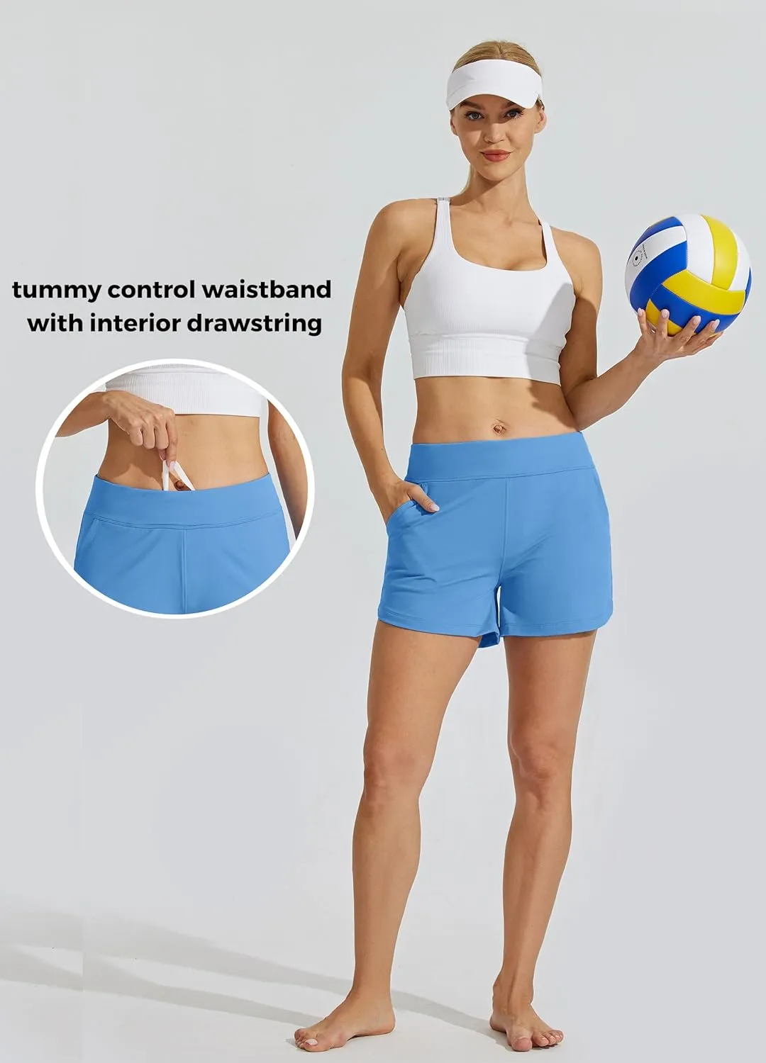 Willit Women's Swim Board Shorts Swimming Bottoms Tummy Control Beach Shorts with Liner