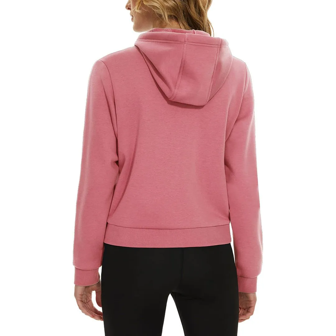 Women's Fleece Lined Full Zip Crop Tops Hoodies