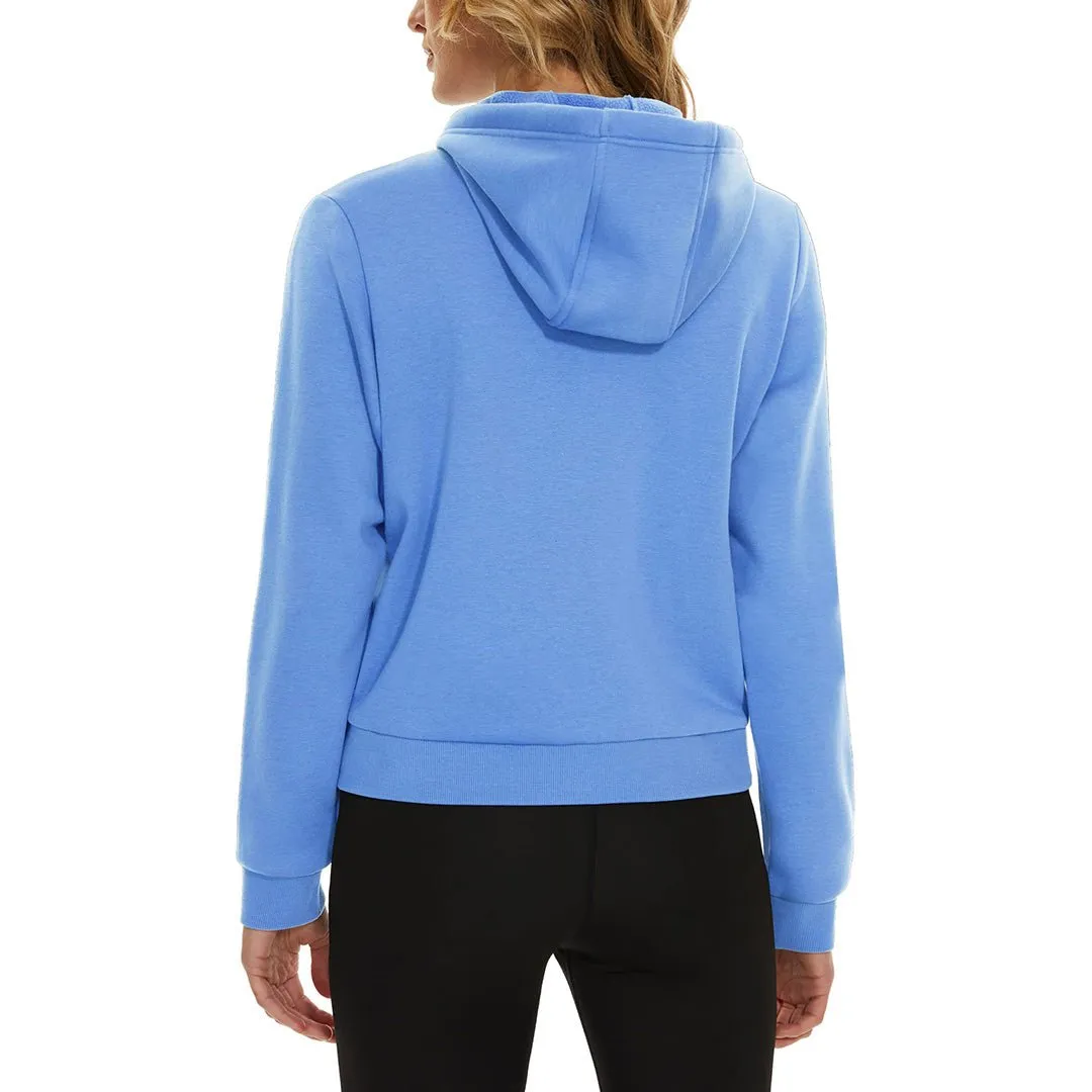 Women's Fleece Lined Full Zip Crop Tops Hoodies