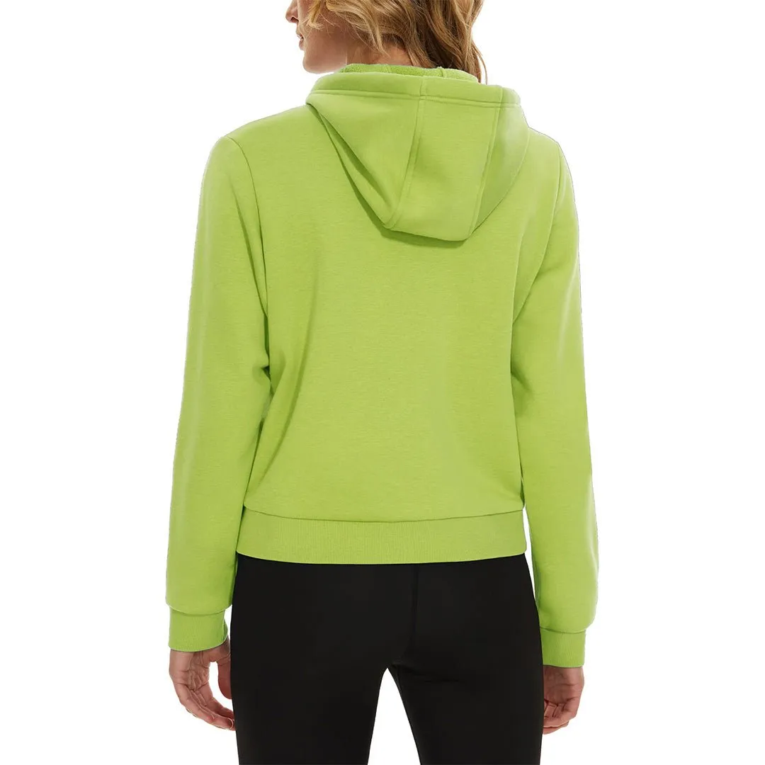 Women's Fleece Lined Full Zip Crop Tops Hoodies