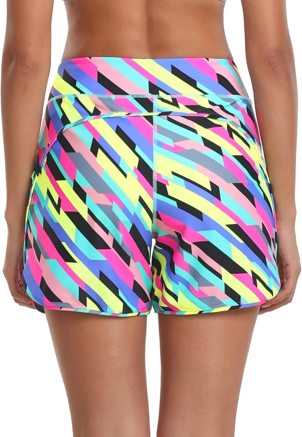 Women's High Waisted Board Shorts UV Sun Protection Beach Shorts Quick Dry Athletic Swim Shorts