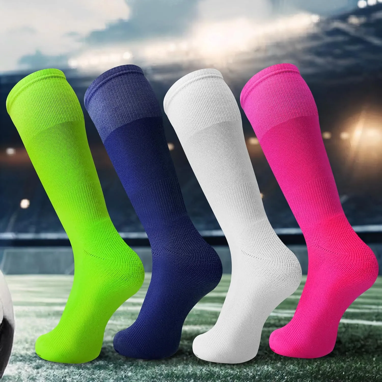 XZQTIVE Baseball Soccer Softball Socks for Youth Adult Solid Colors Socks for Boy Girl