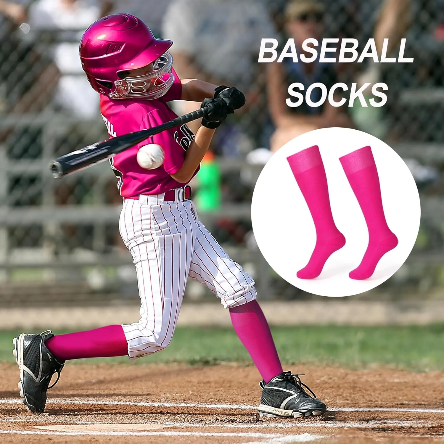 XZQTIVE Baseball Soccer Softball Socks for Youth Adult Solid Colors Socks for Boy Girl